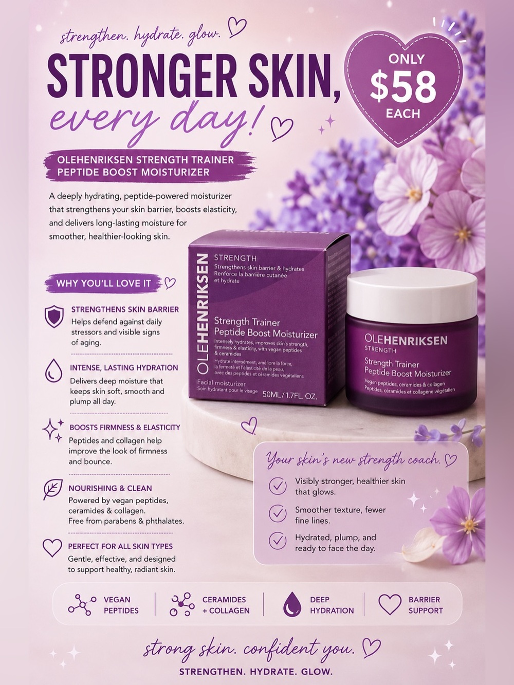 Ole Henriksen Strength Trainer Peptide Boost Moisturizer - Purple